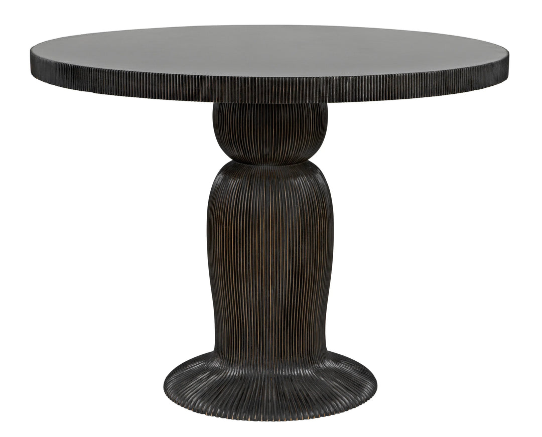 American Home Furniture | Noir - Portobello Dining Table, Hand Rubbed Black with Light Brown Trim