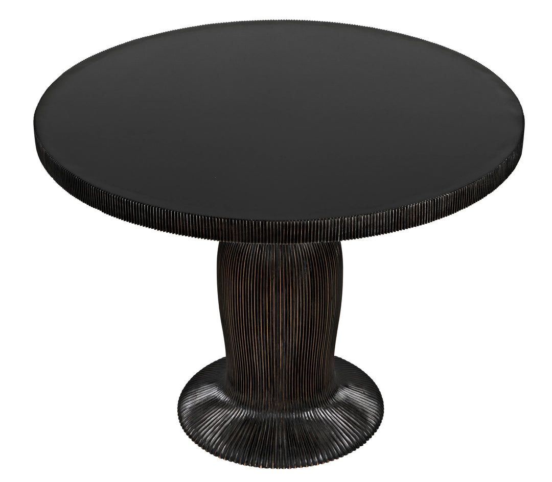 American Home Furniture | Noir - Portobello Dining Table, Hand Rubbed Black with Light Brown Trim