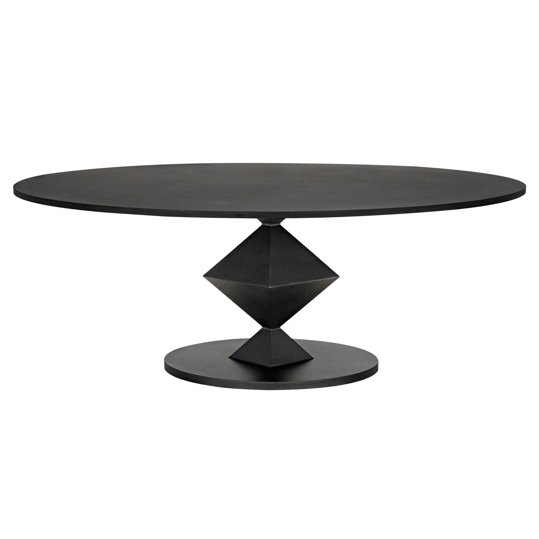 American Home Furniture | Noir - Katana Oval Dining Table, Black Metal