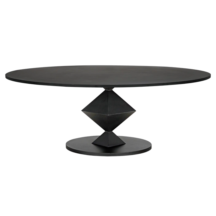 American Home Furniture | Noir - Katana Oval Dining Table, Black Metal