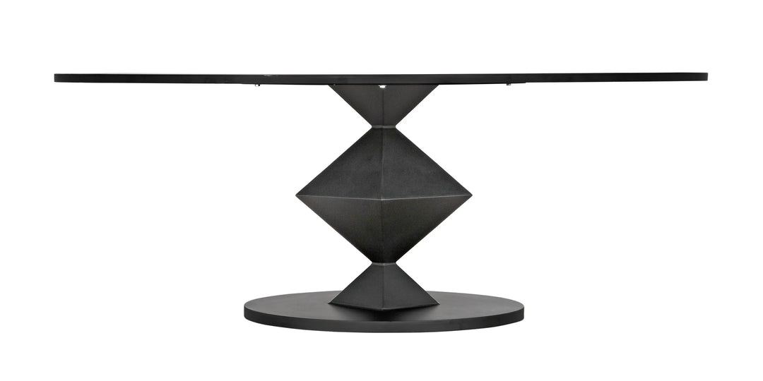 American Home Furniture | Noir - Katana Oval Dining Table, Black Metal