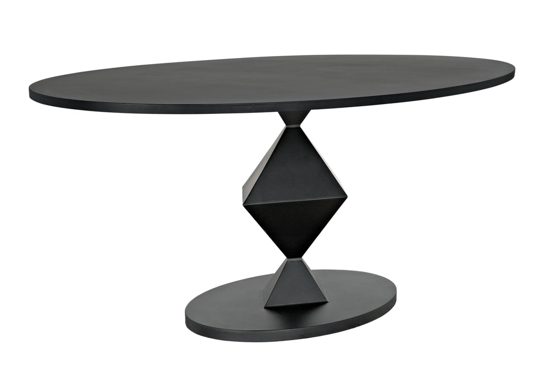 American Home Furniture | Noir - Katana Oval Dining Table, Black Metal