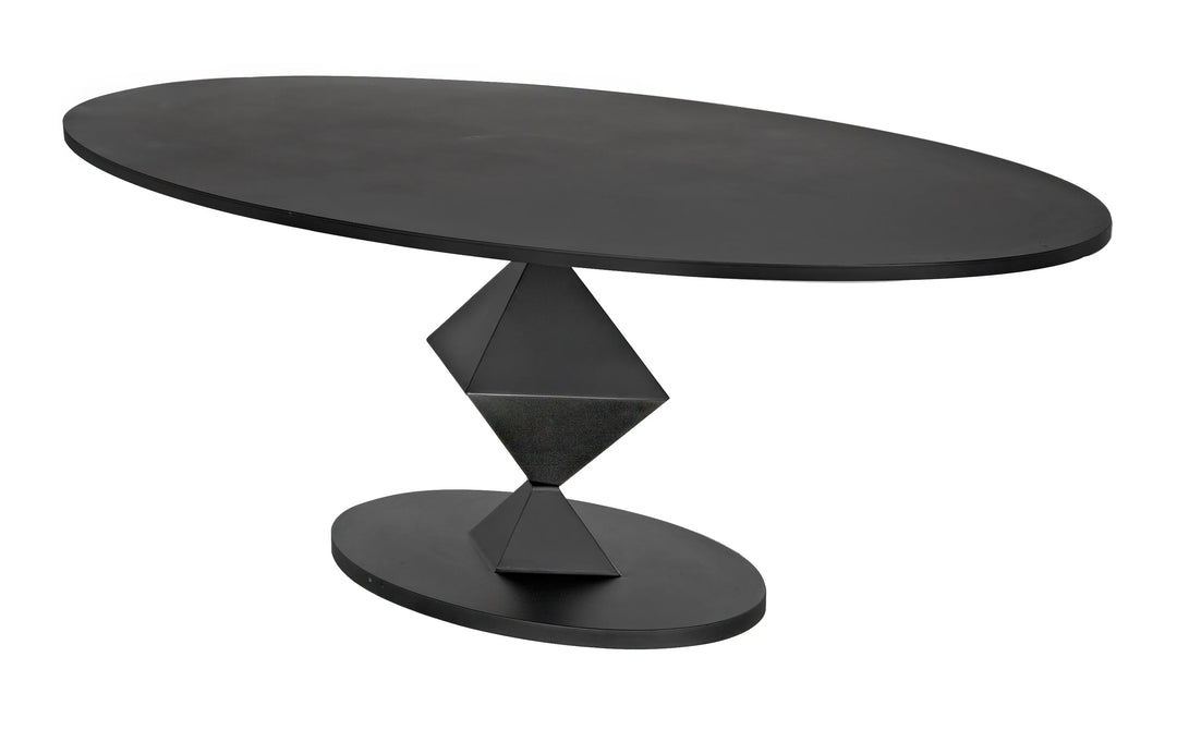 American Home Furniture | Noir - Katana Oval Dining Table, Black Metal