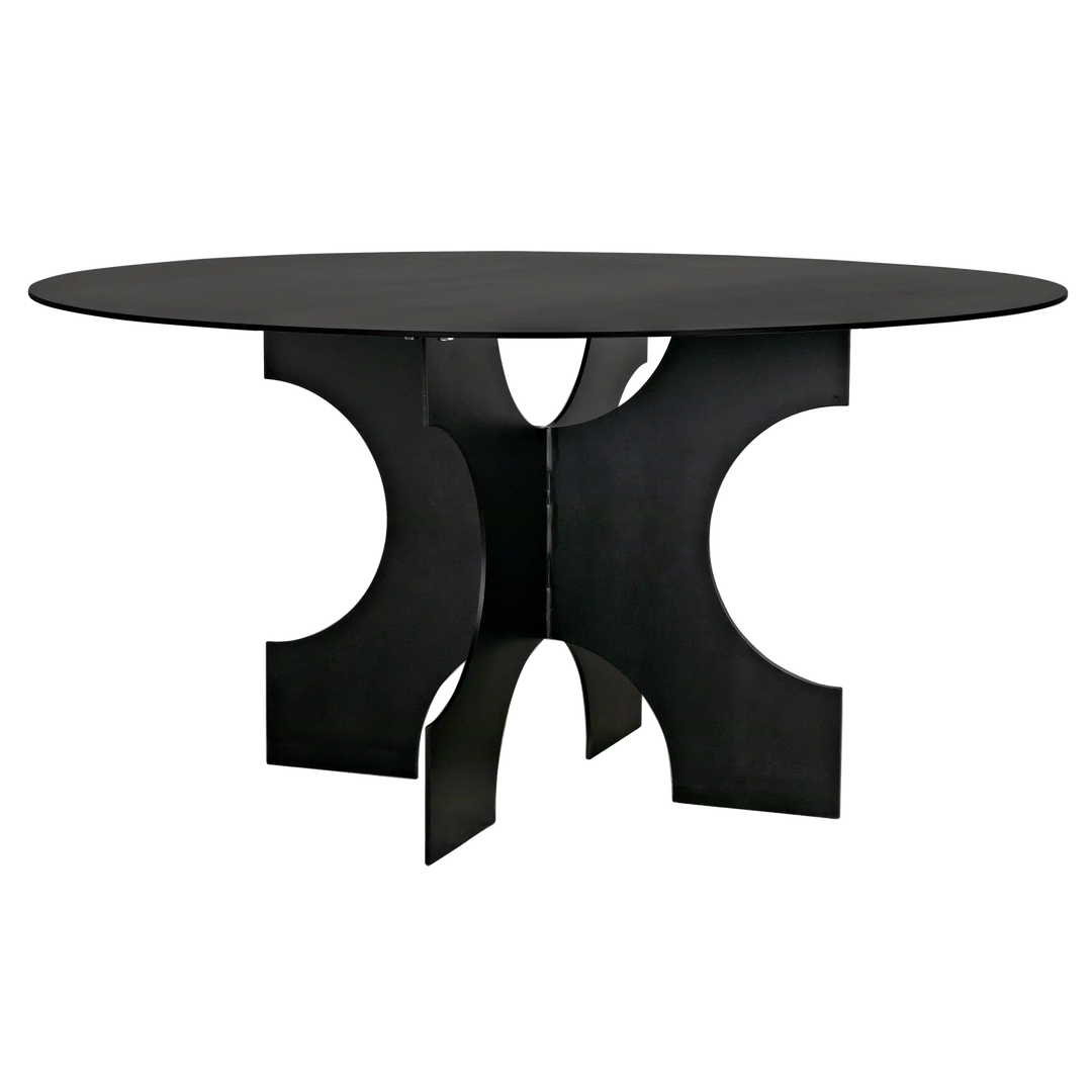 American Home Furniture | Noir - Element Dining Table, Black Metal