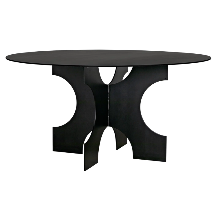 American Home Furniture | Noir - Element Dining Table, Black Metal