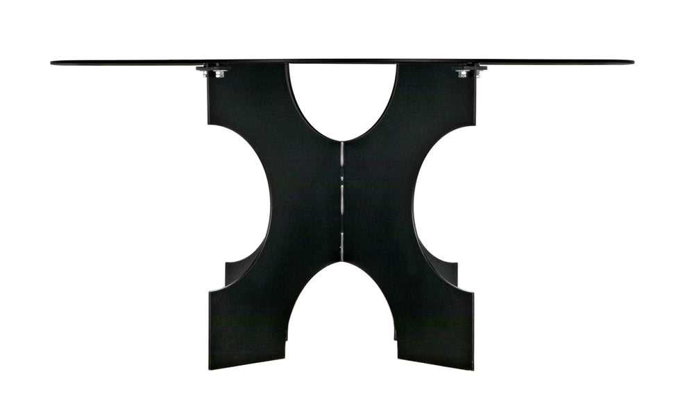 American Home Furniture | Noir - Element Dining Table, Black Metal