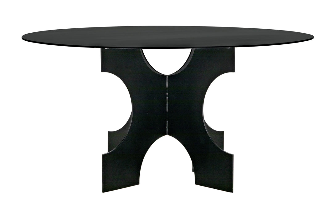 American Home Furniture | Noir - Element Dining Table, Black Metal