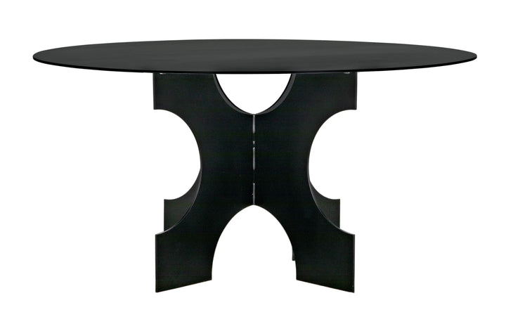 American Home Furniture | Noir - Element Dining Table, Black Metal