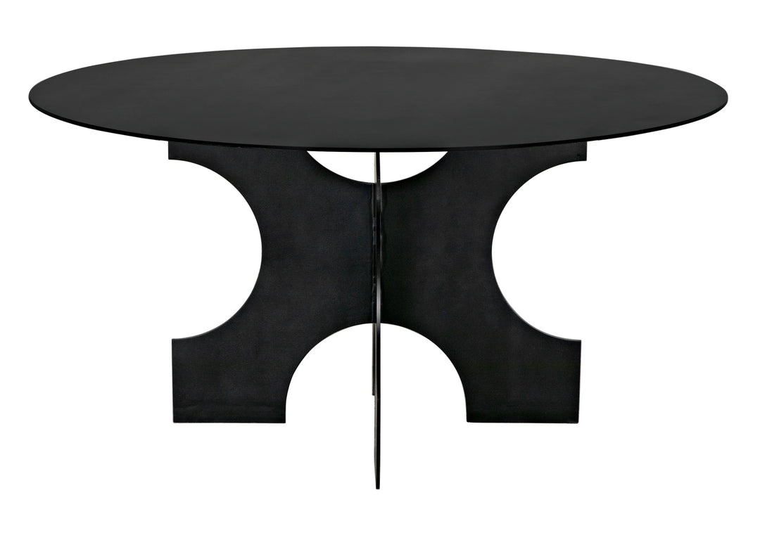 American Home Furniture | Noir - Element Dining Table, Black Metal