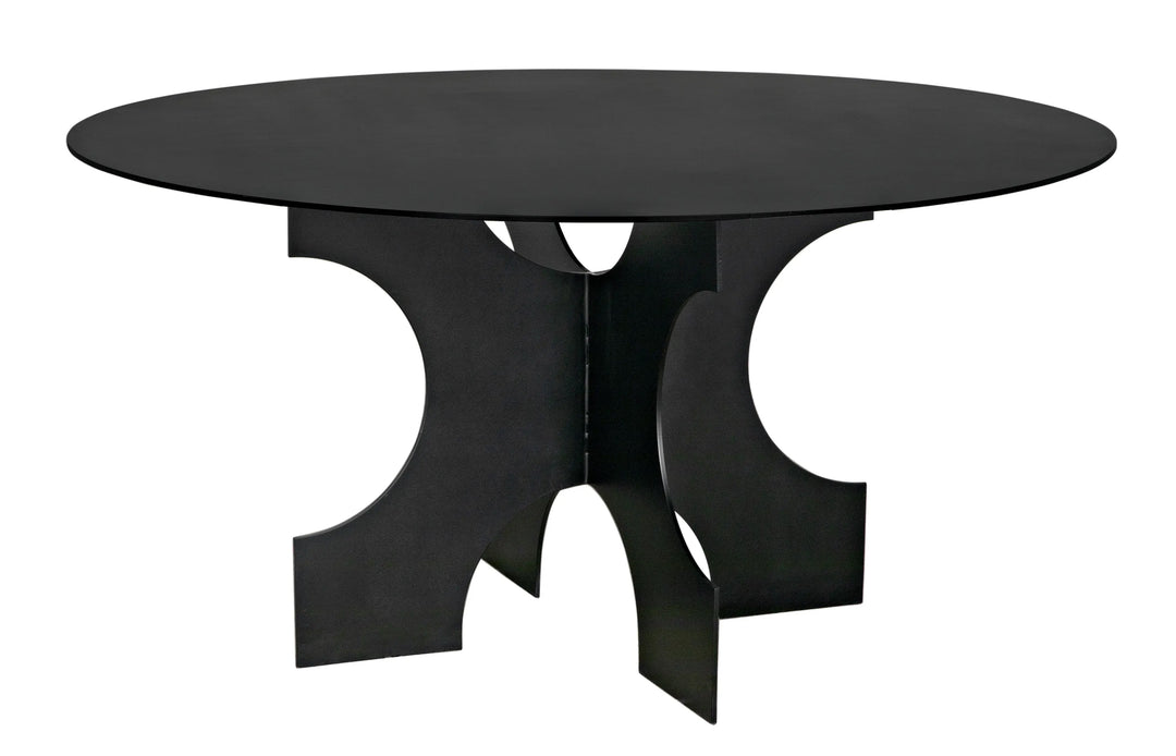 American Home Furniture | Noir - Element Dining Table, Black Metal