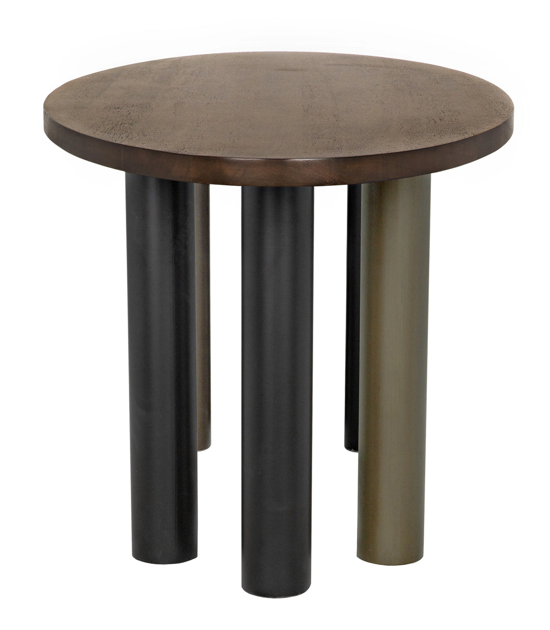 American Home Furniture | Noir - Journal Oval Dining Table, Dark Walnut with Black & Aged Brass Steel Base