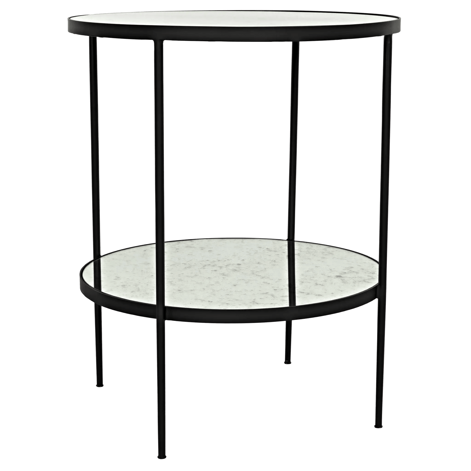 Noir Anna Side Table, Black Steel with Antiqued Mirror ACCENT TABLES