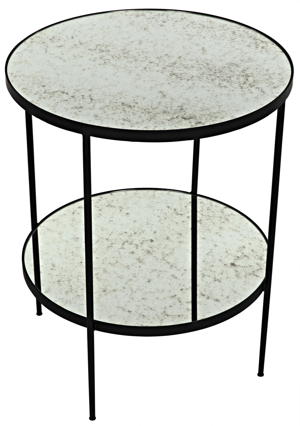 American Home Furniture | Noir - Anna Side Table, Black Steel with Antiqued Mirror