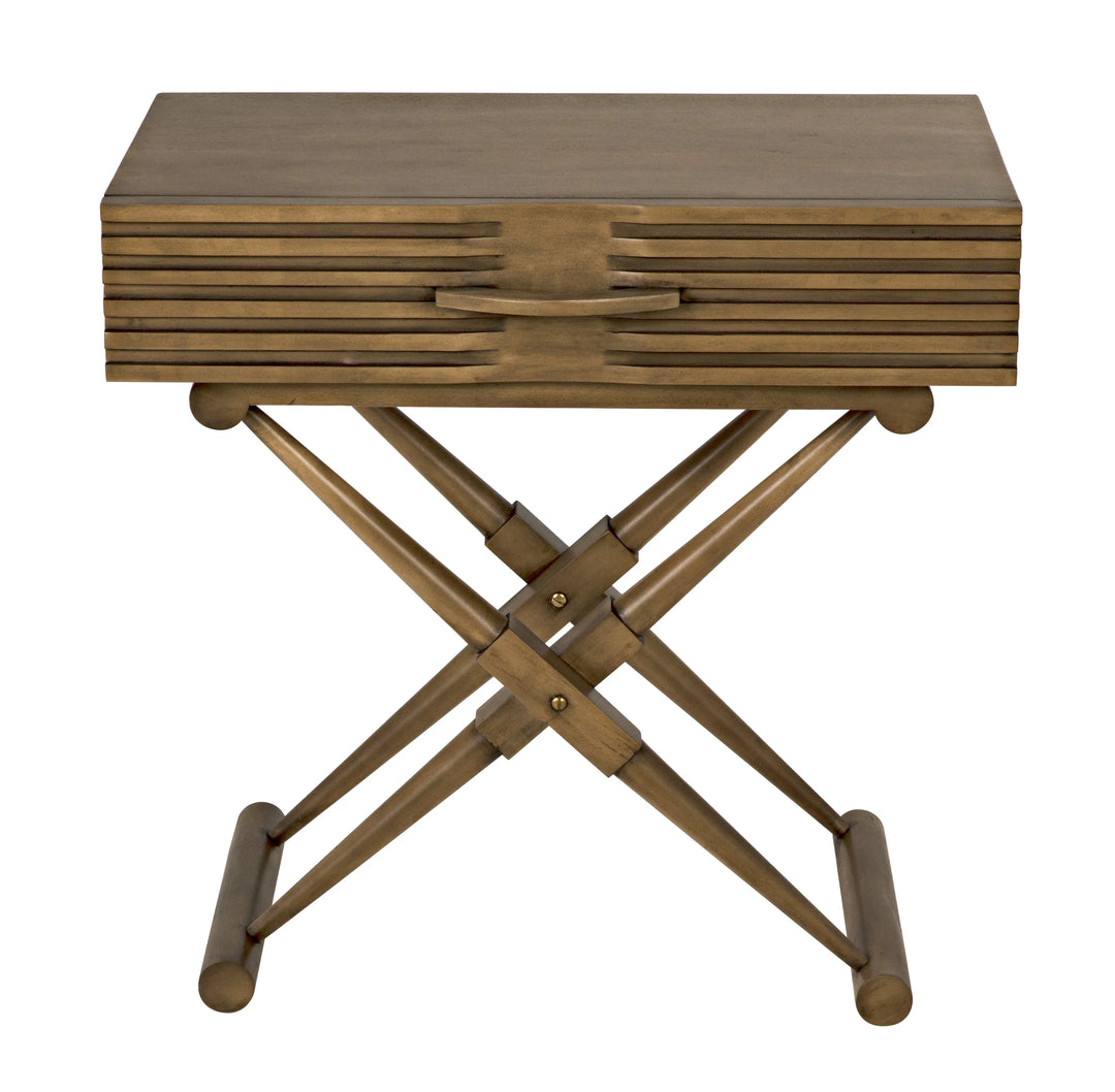 American Home Furniture | Noir - Zanta Side Table, Saddle Brown