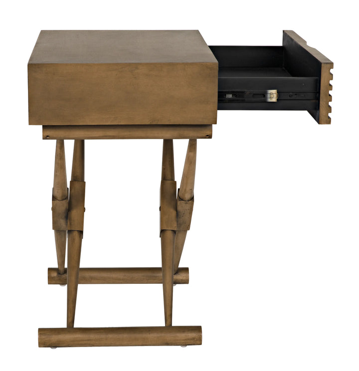 American Home Furniture | Noir - Zanta Side Table, Saddle Brown