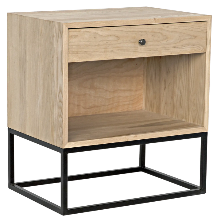 American Home Furniture | Noir - Garland Side Table, Elm with Black Steel