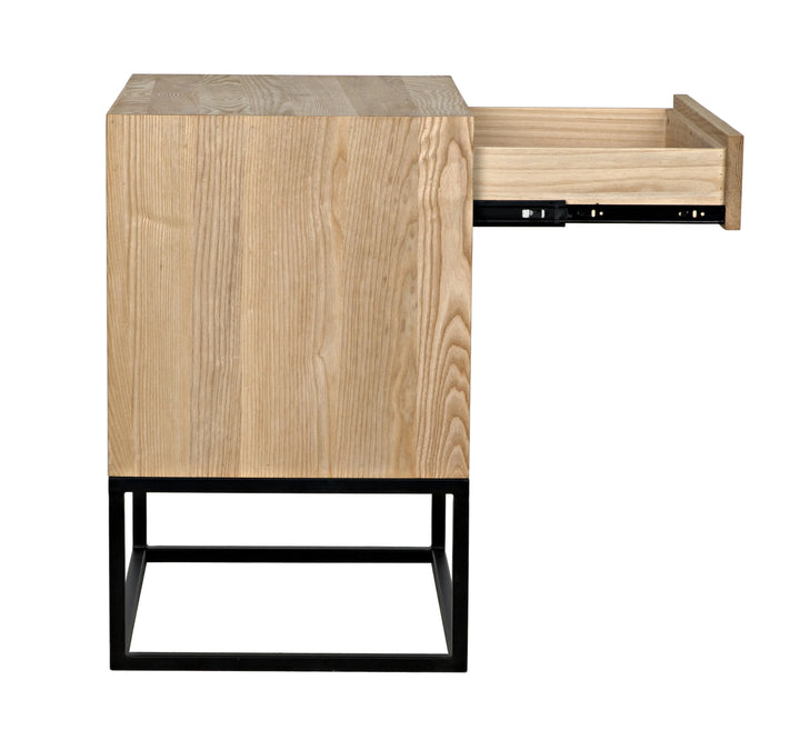 American Home Furniture | Noir - Garland Side Table, Elm with Black Steel