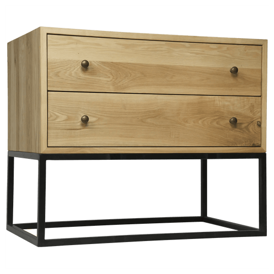 Noir Downtown Side Table, Elm and Black Steel ACCENT TABLES