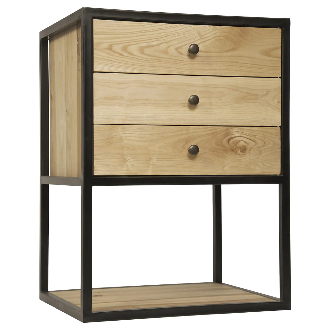 American Home Furniture | Noir - Pearce Side Table, Elm and Black Steel