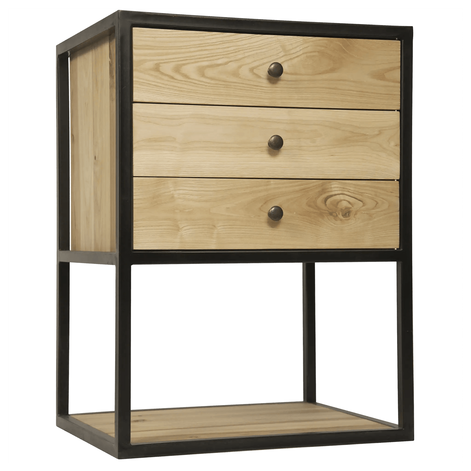 Noir Pearce Side Table, Elm and Black Steel ACCENT TABLES