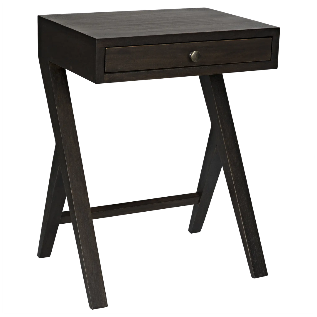 American Home Furniture | Noir - Peter Side Table, Ebony Walnut