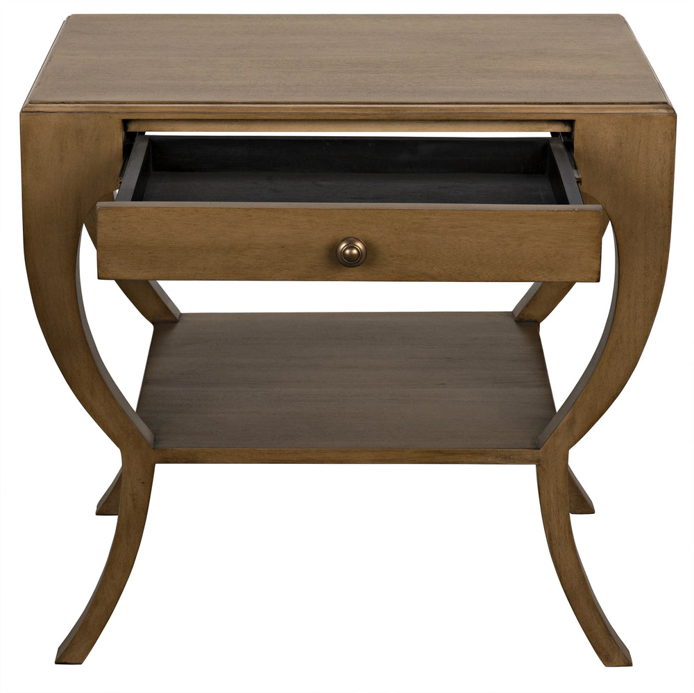 American Home Furniture | Noir - Maude Side Table, Saddle Brown