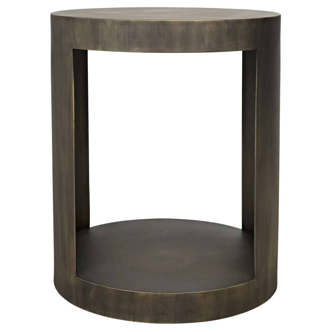 American Home Furniture | Noir - Chrysler Side Table, Steel with Aged Brass Finish