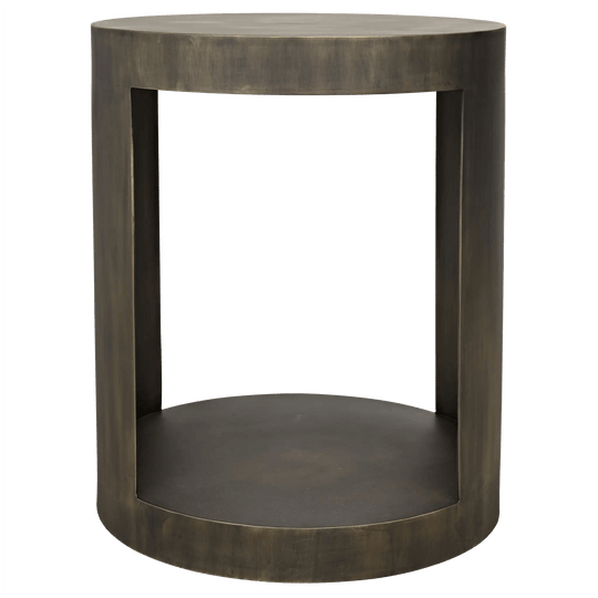 Noir Chrysler Side Table, Steel with Aged Brass Finish ACCENT TABLES
