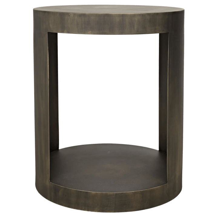 Noir Chrysler Side Table, Steel with Aged Brass Finish ACCENT TABLES