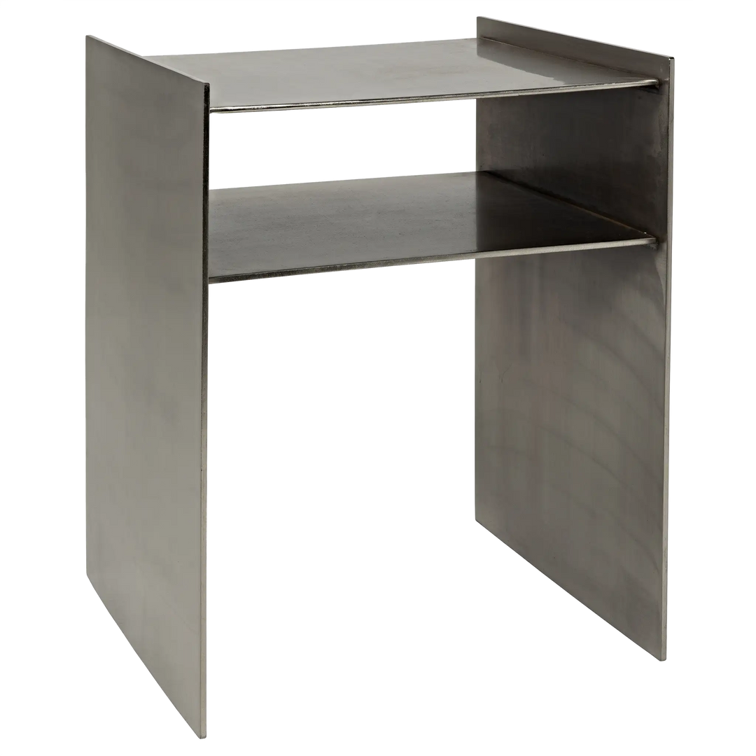 American Home Furniture | Noir - Cyrus Side Table, Antique Silver Finish