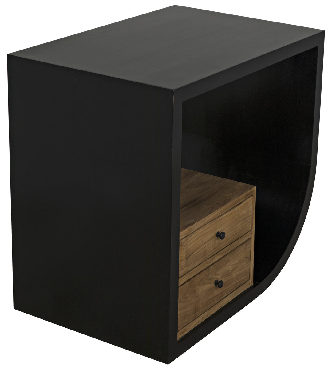 American Home Furniture | Noir - Burton Side Table, Right, Hand Rubbed Black and Teak