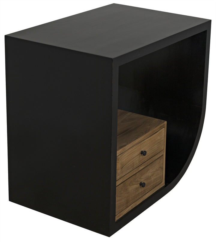 American Home Furniture | Noir - Burton Side Table, Right, Hand Rubbed Black and Teak