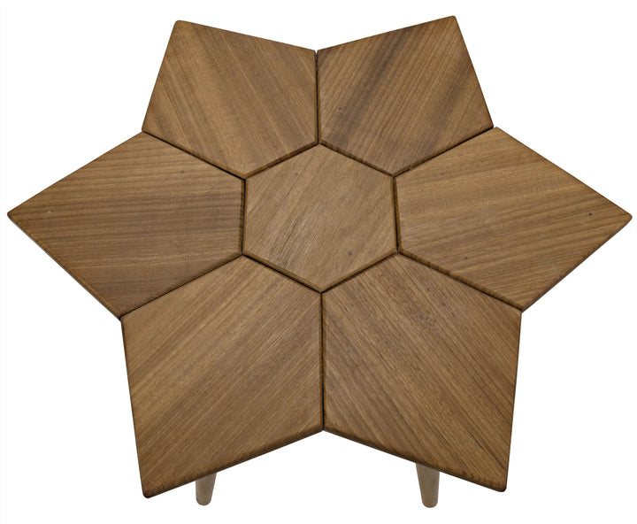 American Home Furniture | Noir - Petal Side Table, Gold Teak