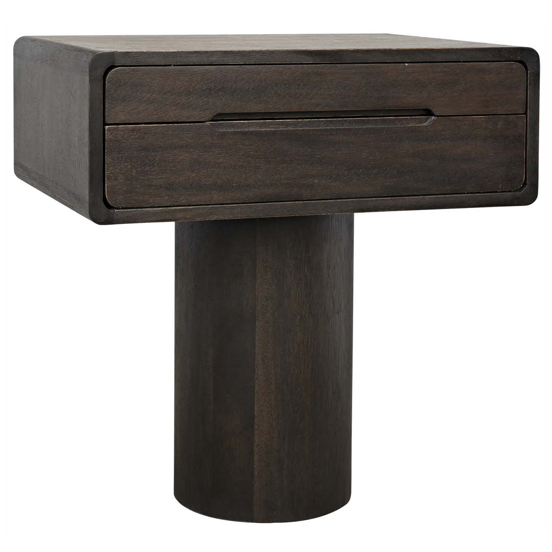 American Home Furniture | Noir - Langford Side Table, Ebony Walnut