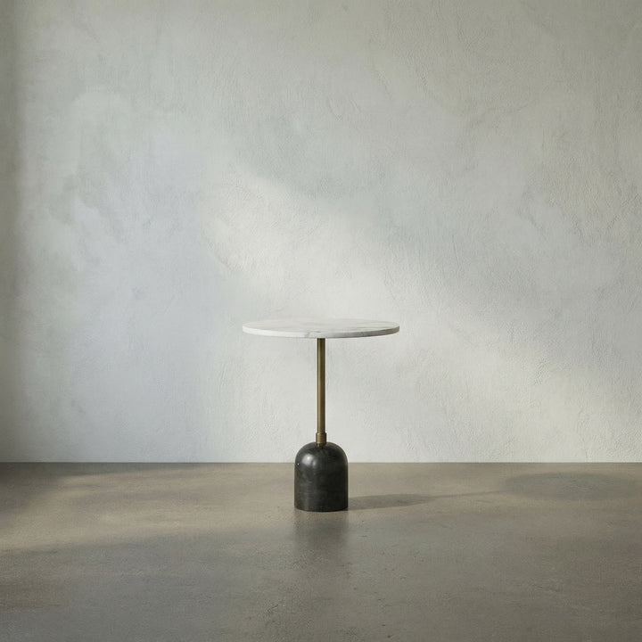 Noir - Shantu Side Table with Stone Top - GTAB9009AB-W