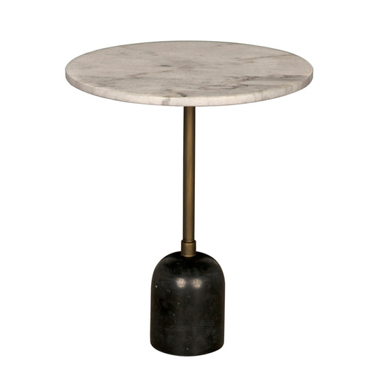 Noir - Shantu Side Table with Stone Top - GTAB9009AB-W