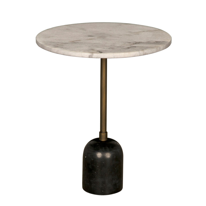 Noir - Shantu Side Table with Stone Top - GTAB9009AB-W