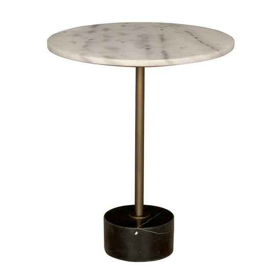 Noir - Santosha Side Table with Stone Top - GTAB9013AB-W