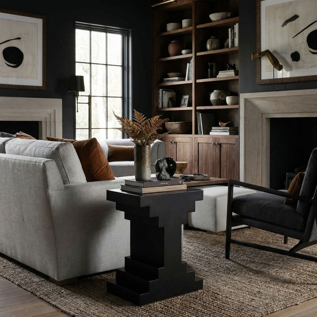 Noir - Melbourne Side Table - GTAB9026BKW