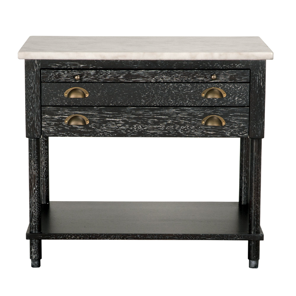 Noir - Artemio Side Table with Marble Top - GTAB9030BKW