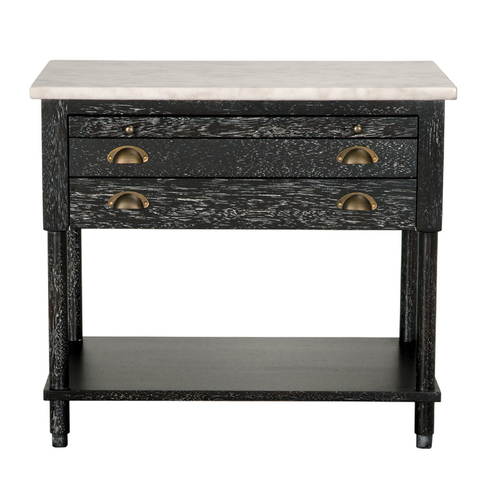 Noir - Artemio Side Table with Marble Top - GTAB9030BKW