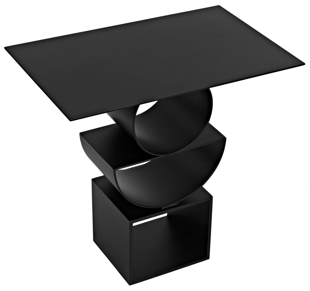 American Home Furniture | Noir - Shape Side Table, Black Steel