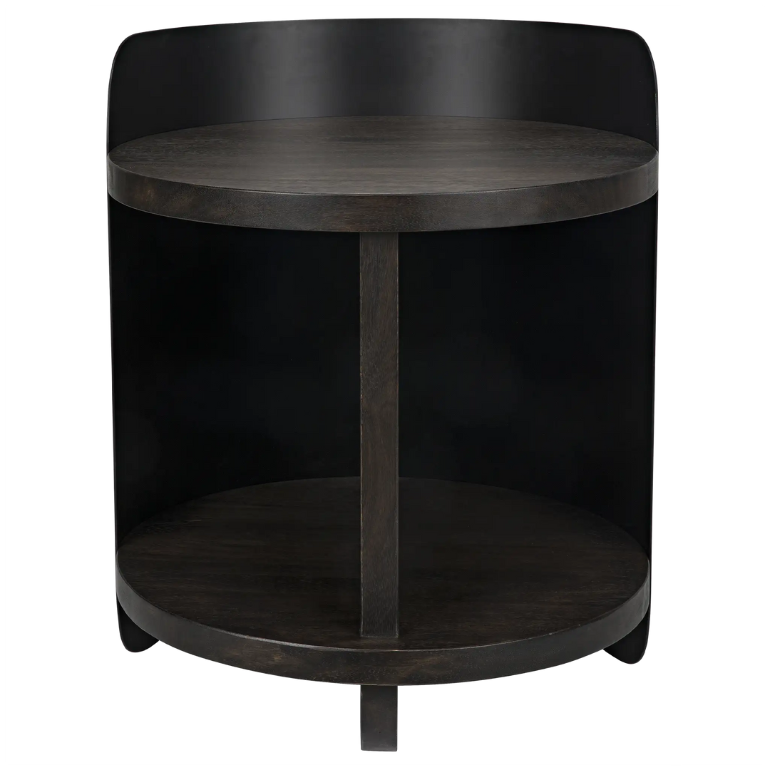 American Home Furniture | Noir - Mondo Bongo Side Table, Ebony Walnut with Steel