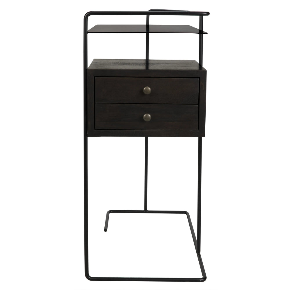 American Home Furniture | Noir - Massimo Side Table, Black Steel and Walnut