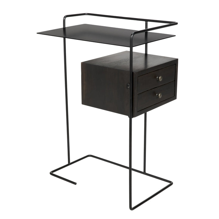 American Home Furniture | Noir - Massimo Side Table, Black Steel and Walnut