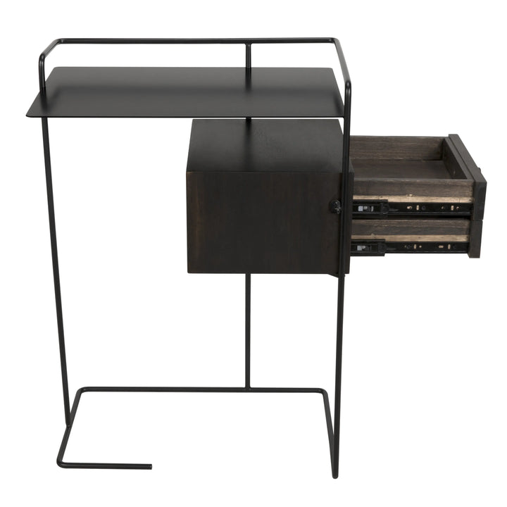 American Home Furniture | Noir - Massimo Side Table, Black Steel and Walnut