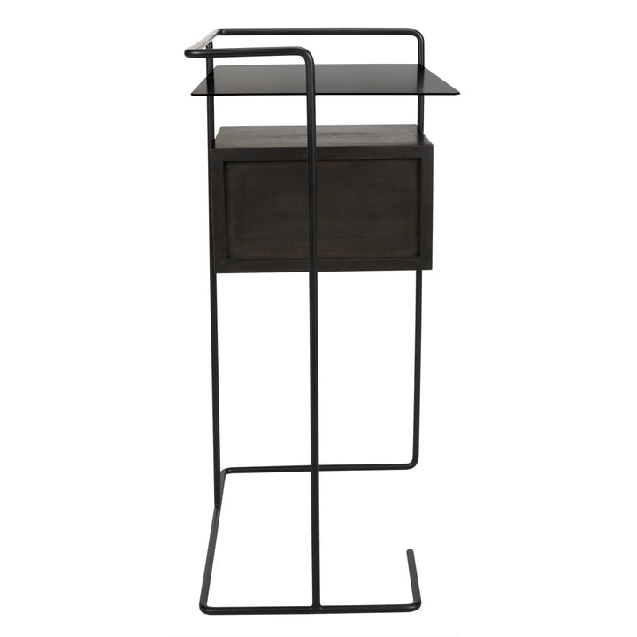 American Home Furniture | Noir - Massimo Side Table, Black Steel and Walnut