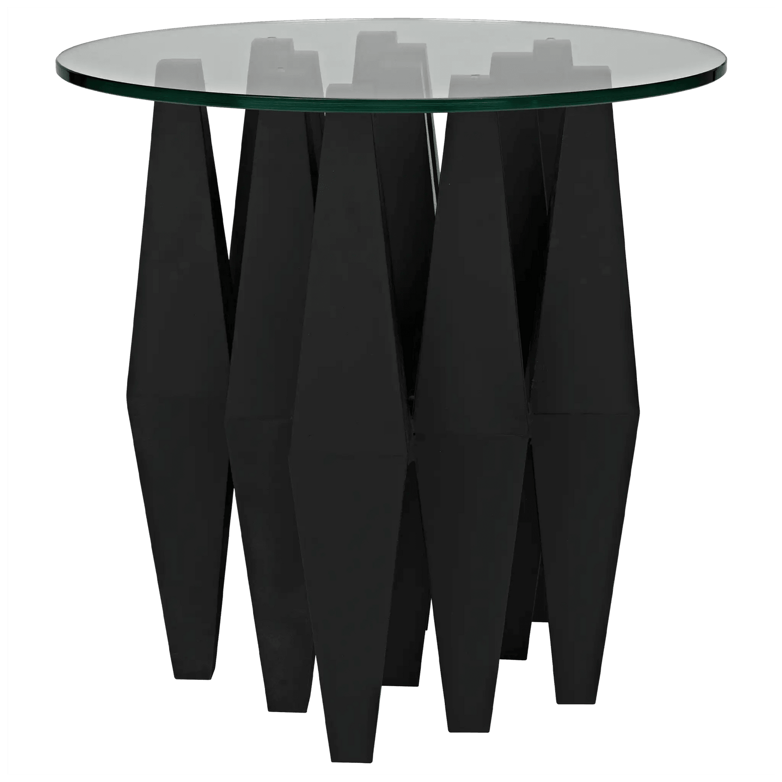 Noir Soldier Side Table, Black Steel with Glass Top ACCENT TABLES