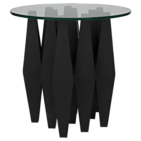 Noir Soldier Side Table, Black Steel with Glass Top ACCENT TABLES