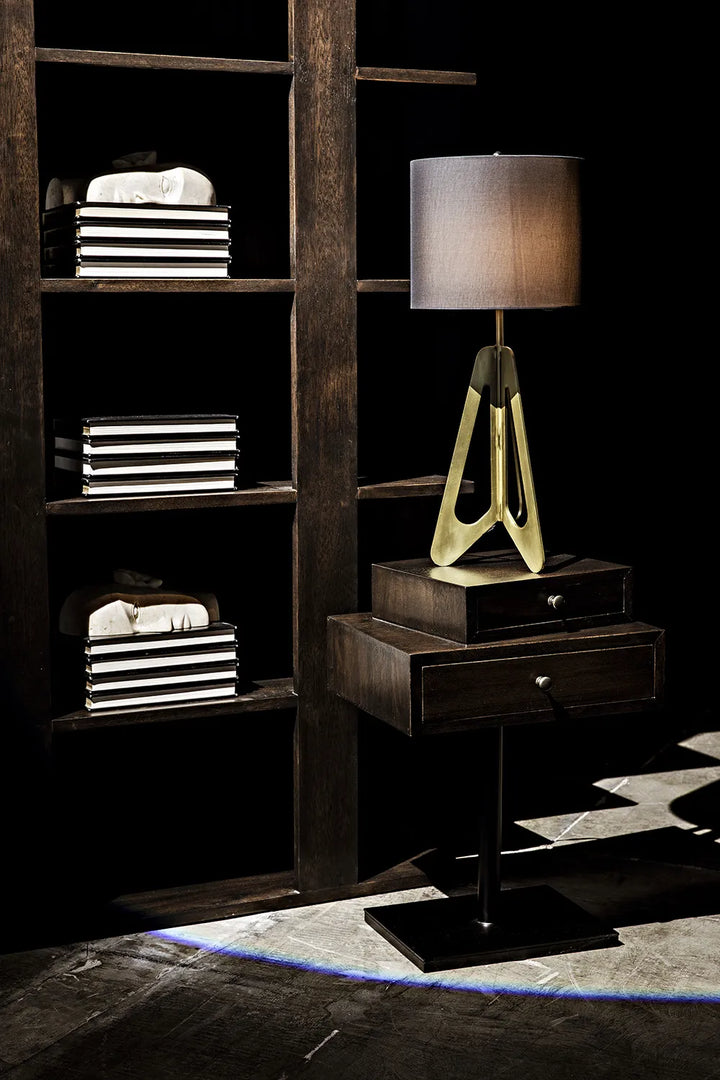 American Home Furniture | Noir - Enola Side Table, Ebony Walnut with Steel Base